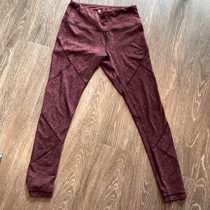 Yogalicious Woman’s Yoga Pants Burgundy w Black Cross over stitching design  M